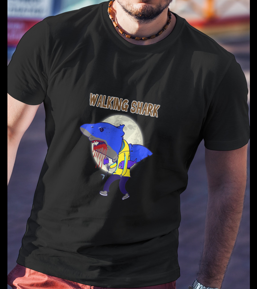 Walking Shark Zombie Bloody Dead T-Shirt