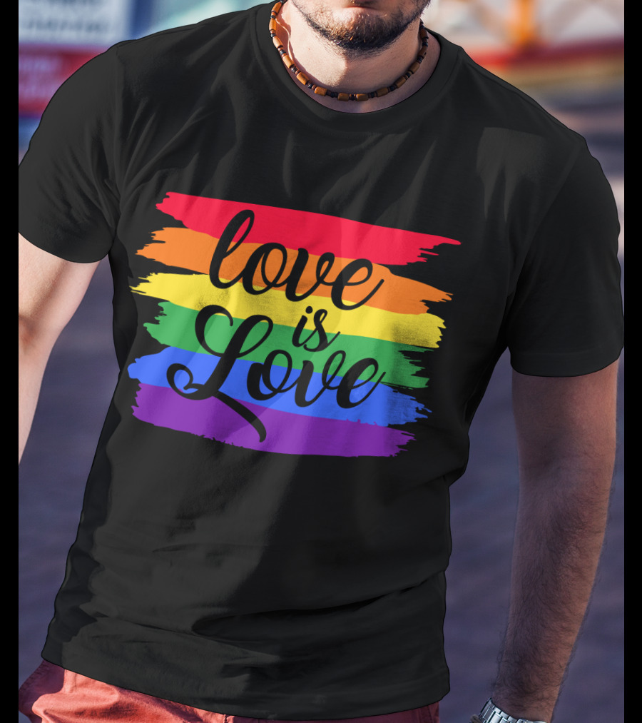 Love Is Love Rainbow Flag Colorful Pride T-Shirt