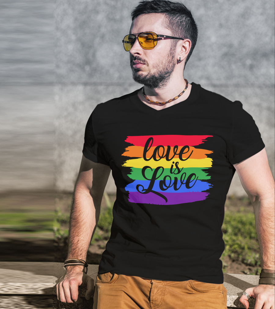 Love Is Love Rainbow Flag Colorful Pride T-Shirt