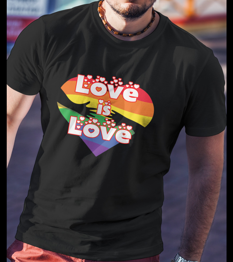 Love Is Love Hands Rainbow Flag Heart T-Shirt