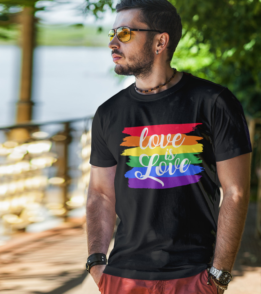 Love Is Love Rainbow Stripes Pride Flag T-Shirt