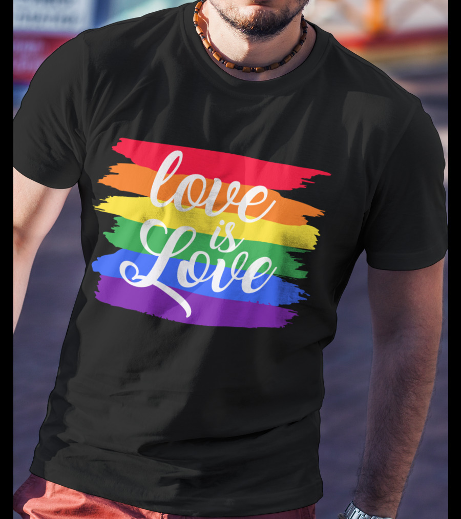 Love Is Love Rainbow Stripes Pride Flag T-Shirt