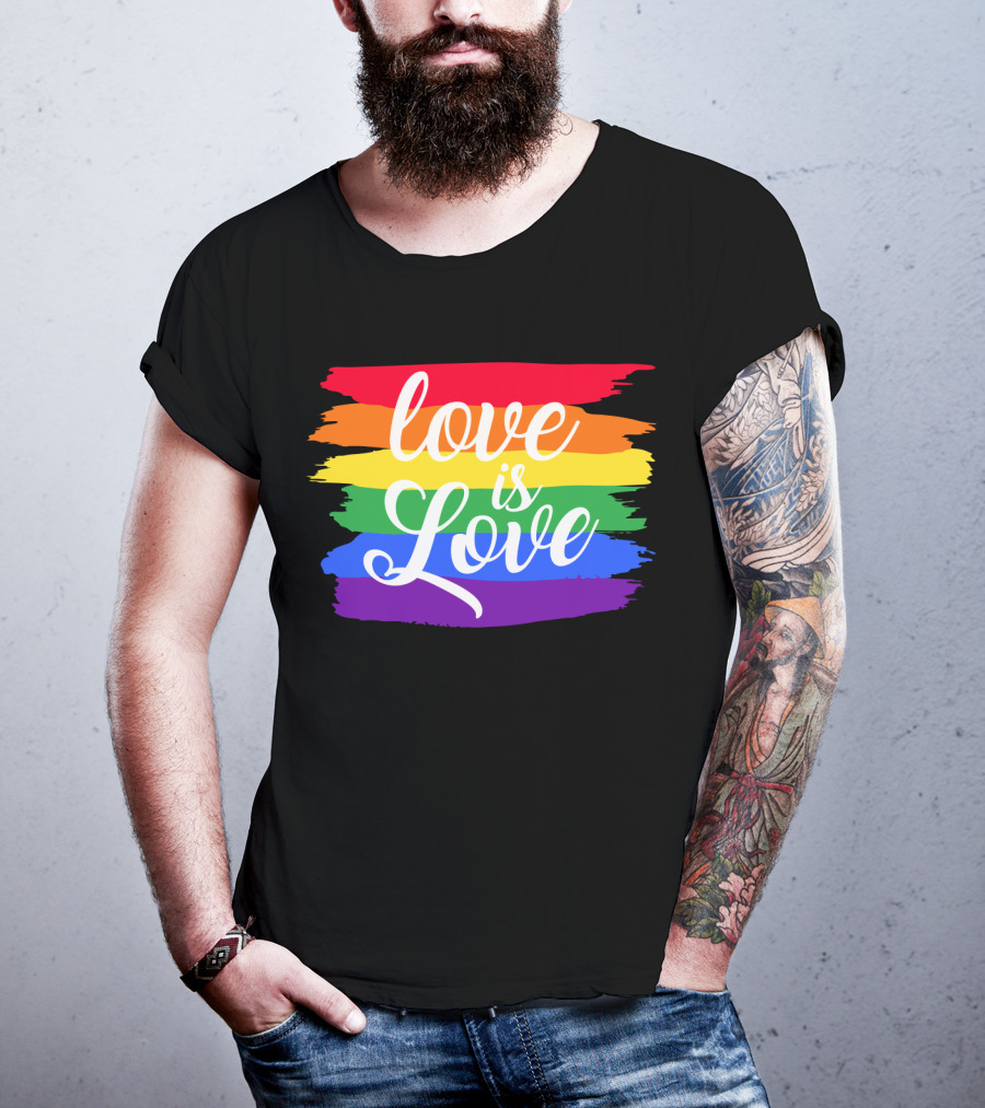 Love Is Love Rainbow Stripes Pride Flag T-Shirt