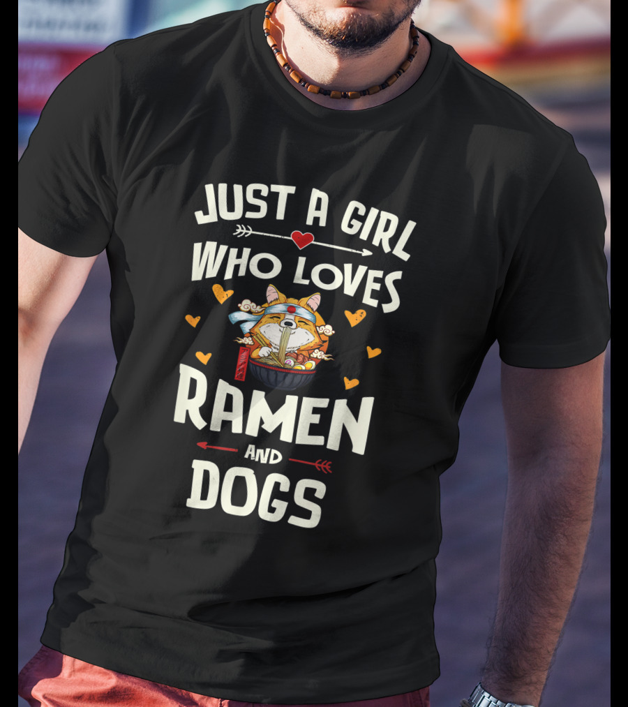 Just A Girl Who Loves Ramen And Dogs Kawaii Anime T-Shirt