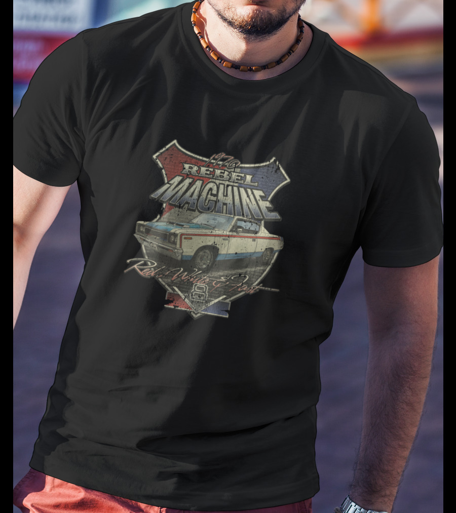 1970 AMC Rebel Machine Red White Blue V8 T-Shirt