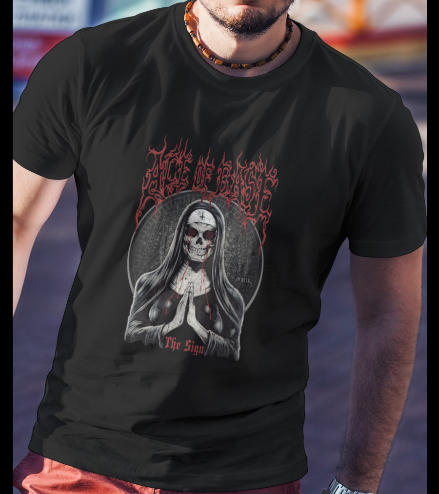 Ace Of Base The Sign Metal Skull Nun T-Shirt