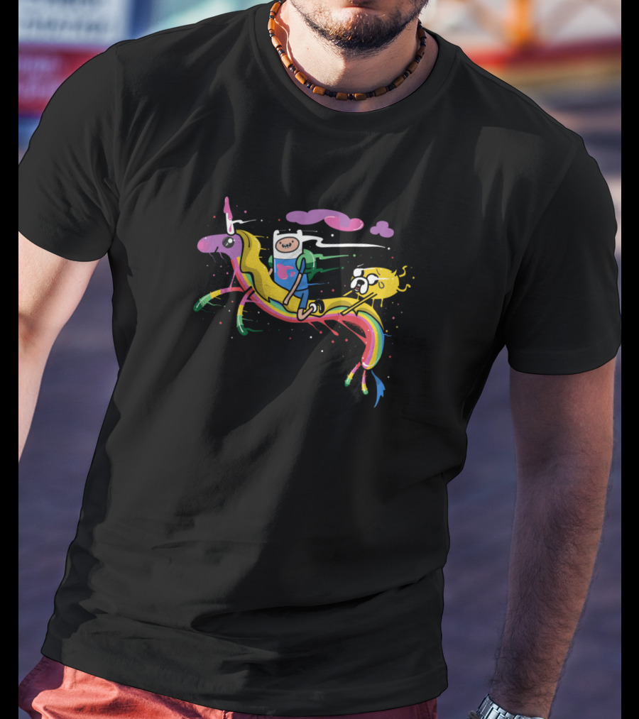 Adventure Time Trippin Finn And Jake On Lady Rainicorn T-Shirt