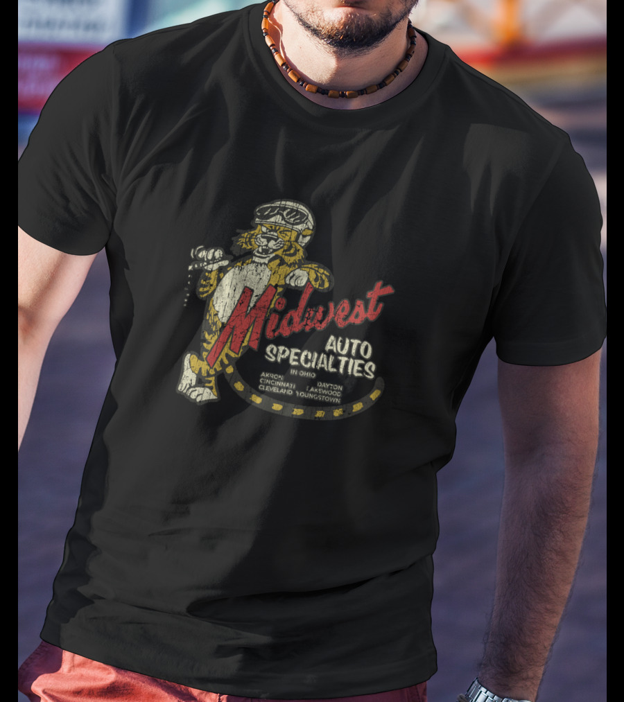 Midwest Auto Specialties Akron Cincinnati Cleveland Dayton Lakewood Youngstown Tiger Racing T-Shirt