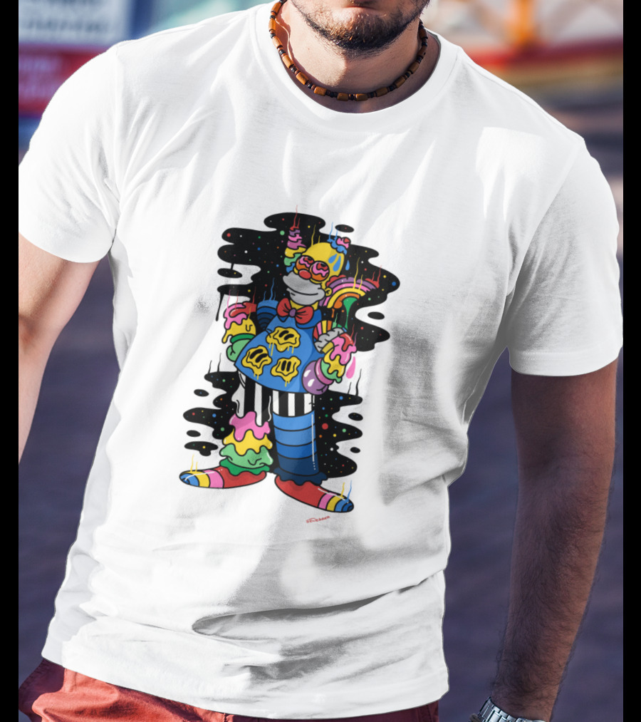 Krusty The Clown Psychedelic Groovy Neon Drip T-Shirt
