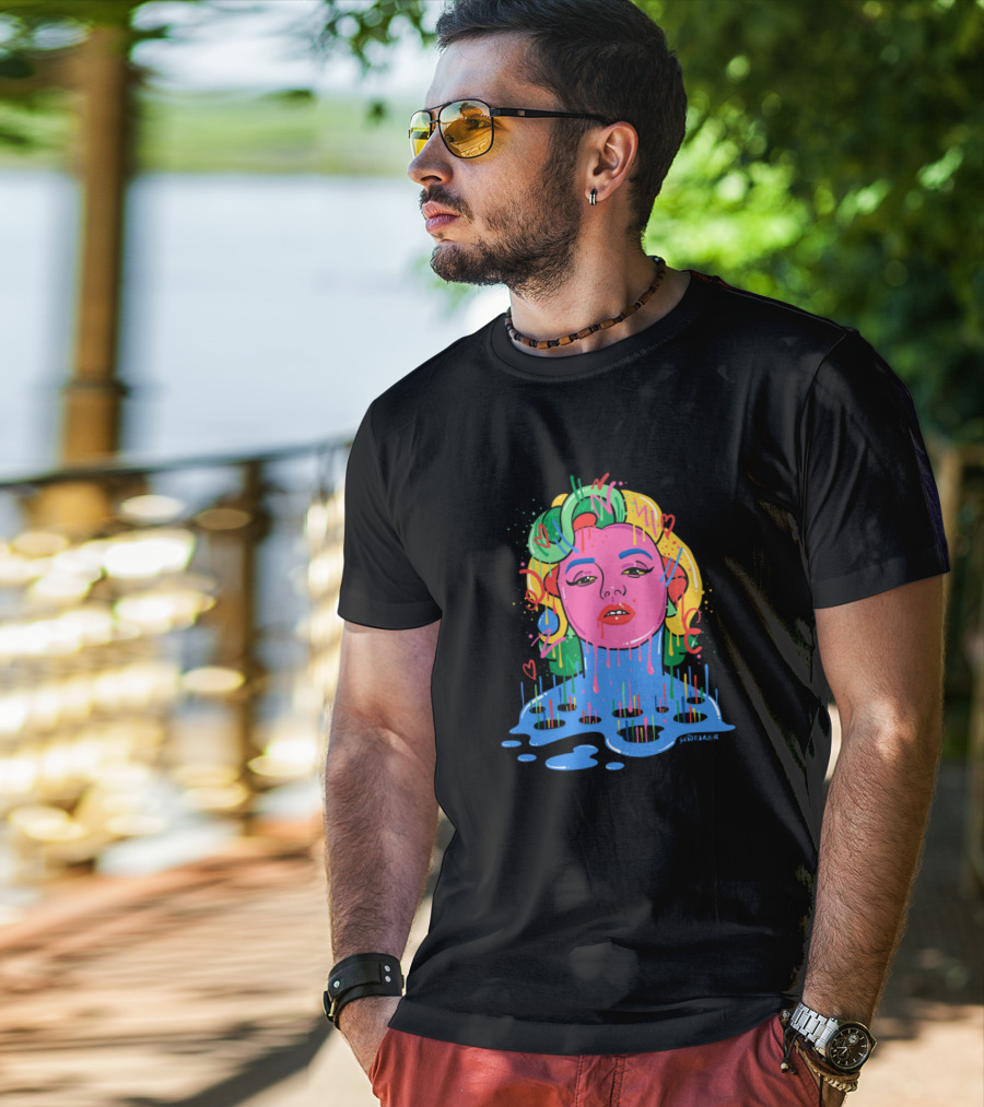 Marylin Monroe Trippy Monroe Vibrant Pop Art By Santlov T-Shirt