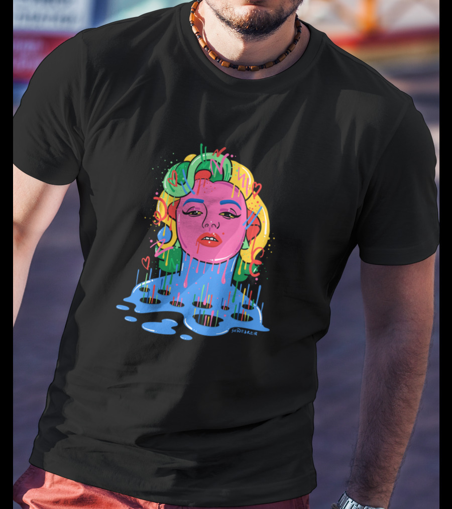 Marylin Monroe Trippy Monroe Vibrant Pop Art By Santlov T-Shirt