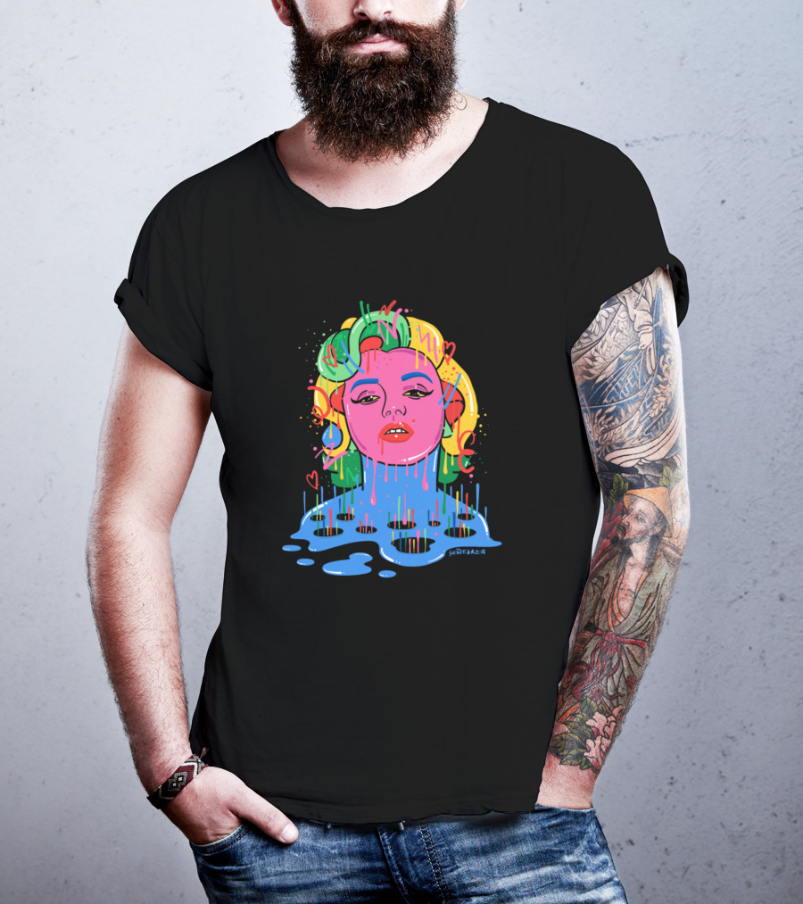 Marylin Monroe Trippy Monroe Vibrant Pop Art By Santlov T-Shirt
