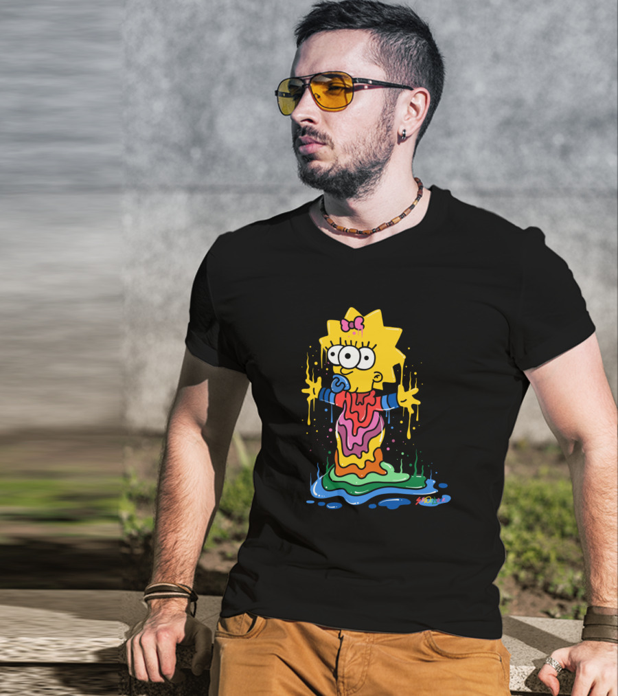 Melting Three Eyed Maggie Simpson Dripping Psychedelic Colors By Sh0ck9r T-Shirt