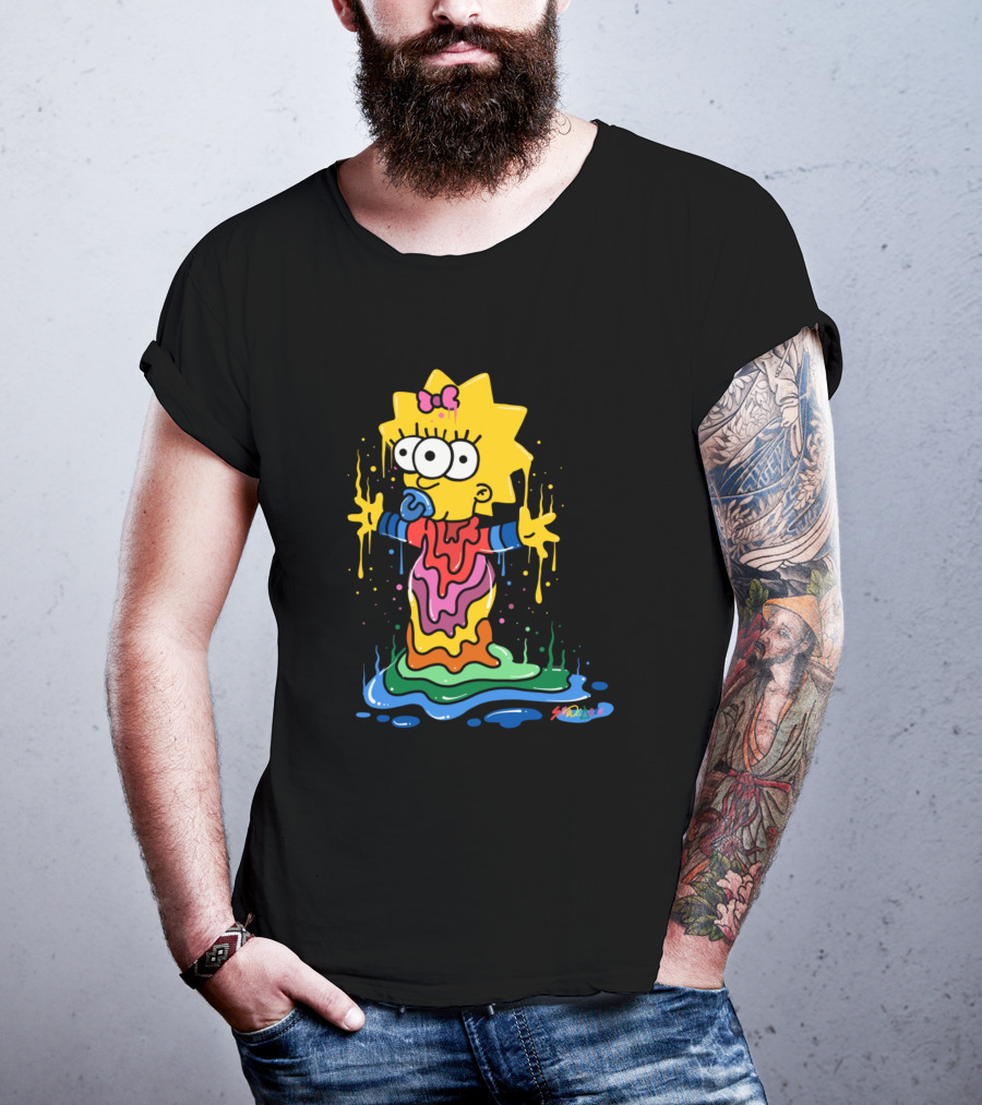 Melting Three Eyed Maggie Simpson Dripping Psychedelic Colors By Sh0ck9r T-Shirt