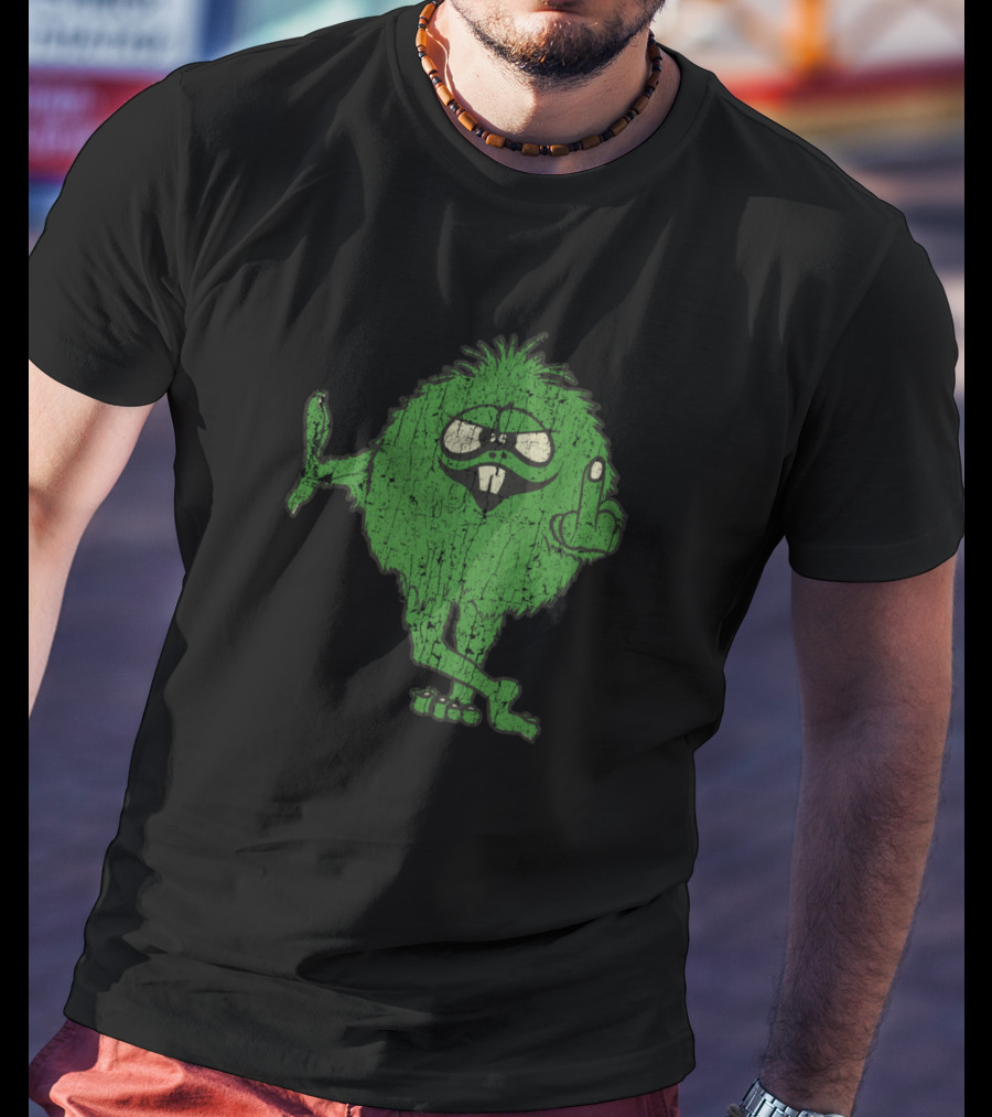 Middle Finger IDGAF Green Monster Sticking Out Tongue T-Shirt