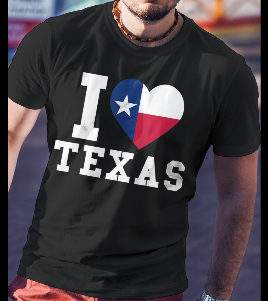 I Love Texas Heart Lone Star Flag T-Shirt