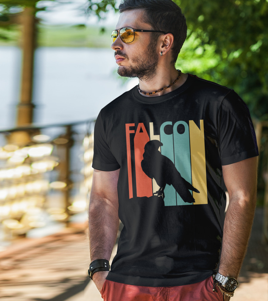 FALCON Safari Zoo Animal Silhouette Retro Stripes T-Shirt