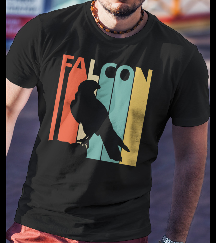 FALCON Safari Zoo Animal Silhouette Retro Stripes T-Shirt