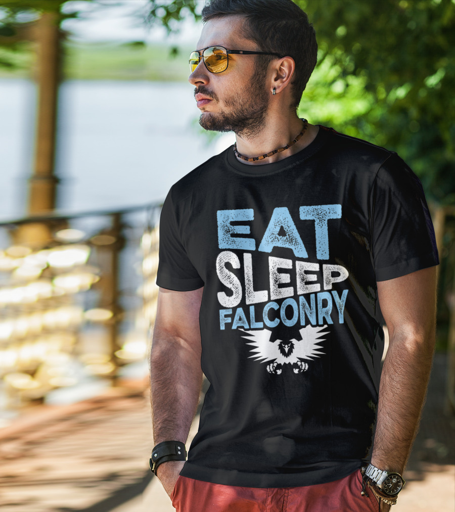 Eat Sleep Falconry Birds Of Prey Falcon Lover With Bold Text And Eagle T-Shirt