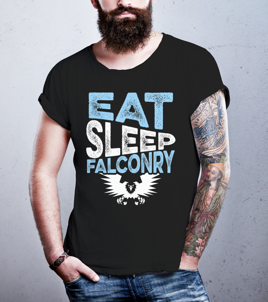 Eat Sleep Falconry Birds Of Prey Falcon Lover With Bold Text And Eagle T-Shirt