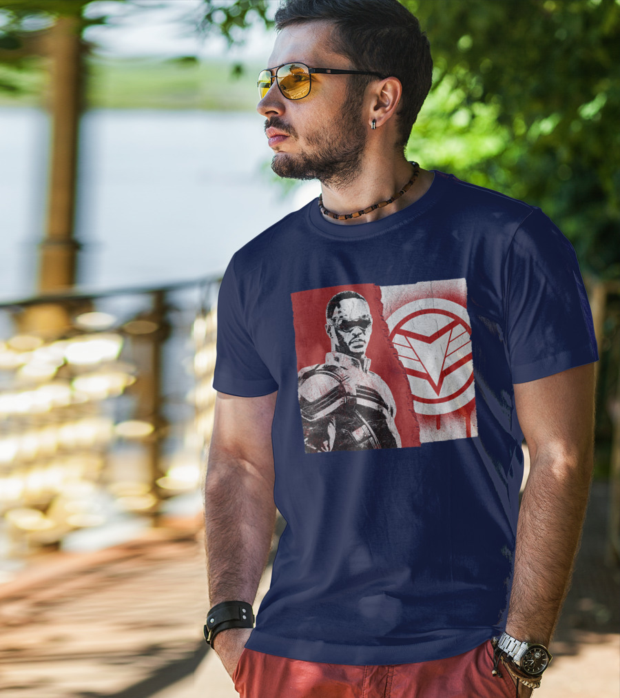 Marvel Sam Wilson The Falcon And The Winter Soldier Red White Emblem T-Shirt