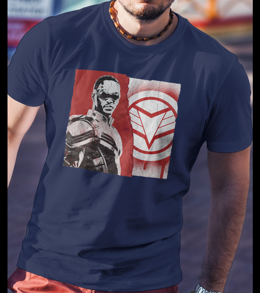 Marvel Sam Wilson The Falcon And The Winter Soldier Red White Emblem T-Shirt