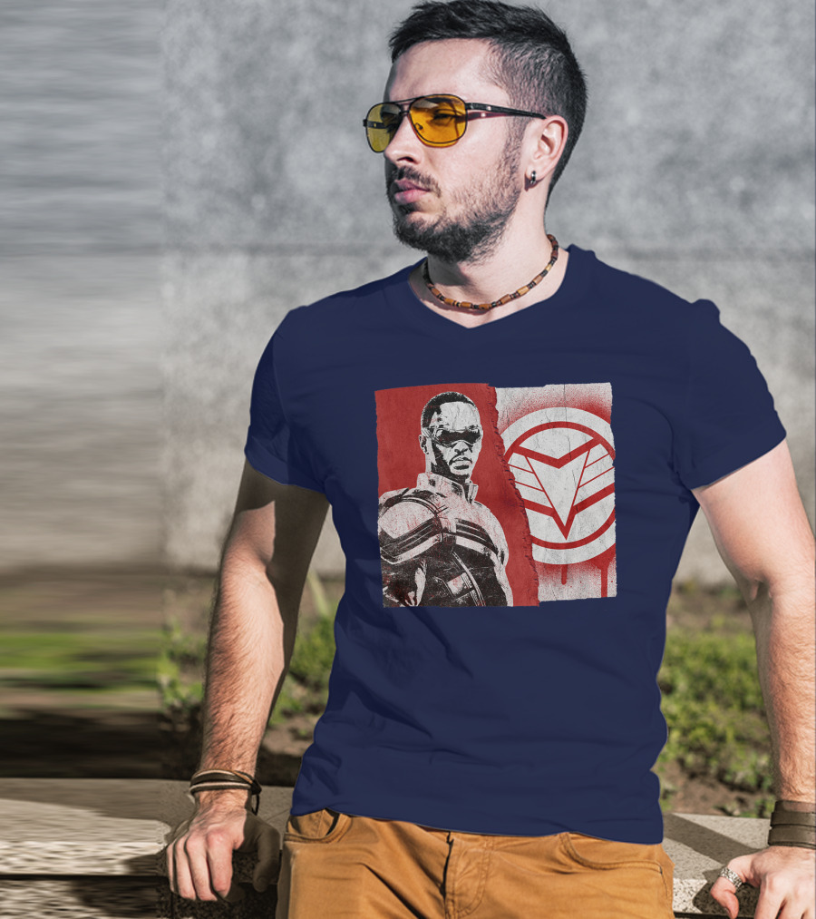 Marvel Sam Wilson The Falcon And The Winter Soldier Red White Emblem T-Shirt