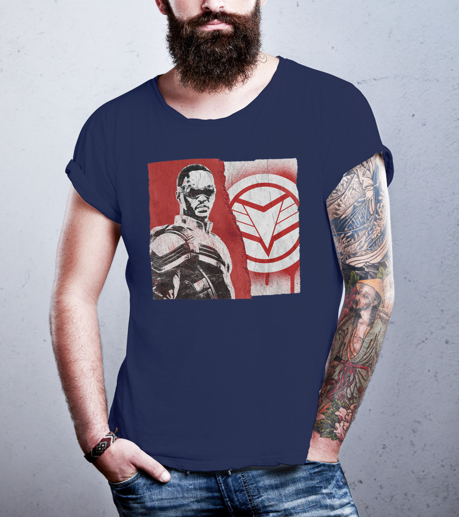 Marvel Sam Wilson The Falcon And The Winter Soldier Red White Emblem T-Shirt