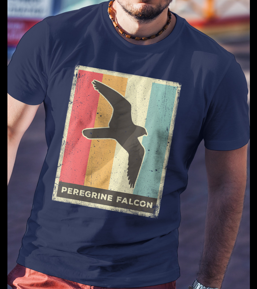 Peregrine Falcon Lover Vintage Animal Retro Stripes T-Shirt