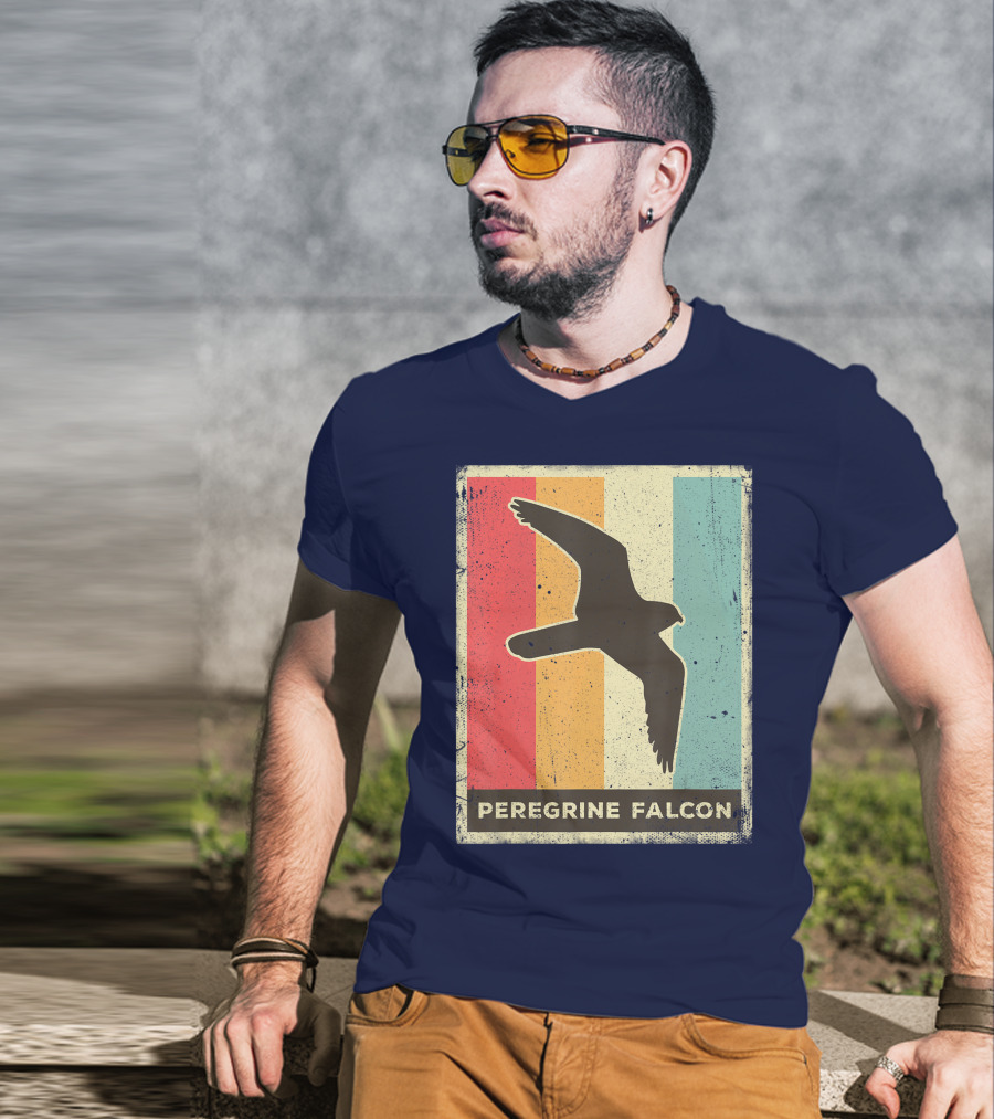 Peregrine Falcon Lover Vintage Animal Retro Stripes T-Shirt