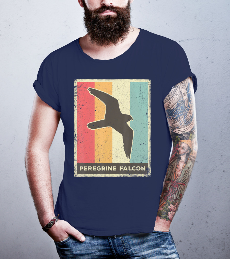 Peregrine Falcon Lover Vintage Animal Retro Stripes T-Shirt