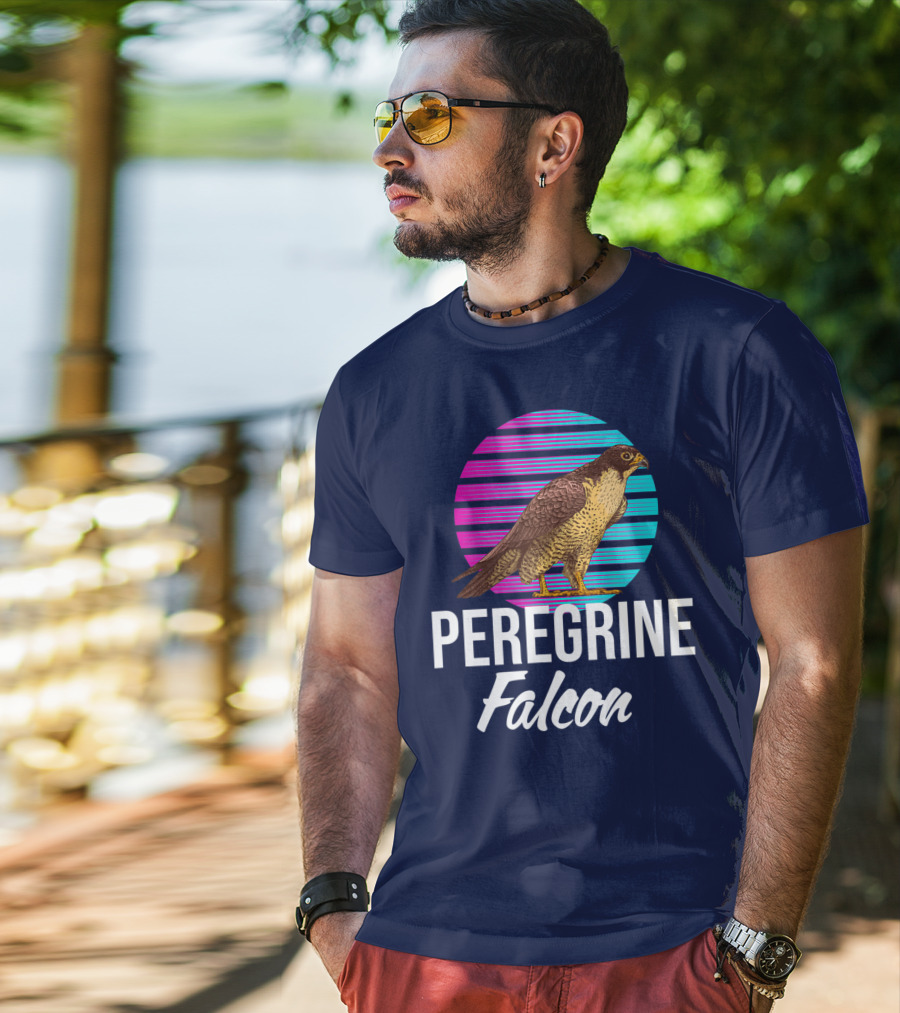 Peregrine Falcon Bird Retro Stripes Falcon Animal T-Shirt