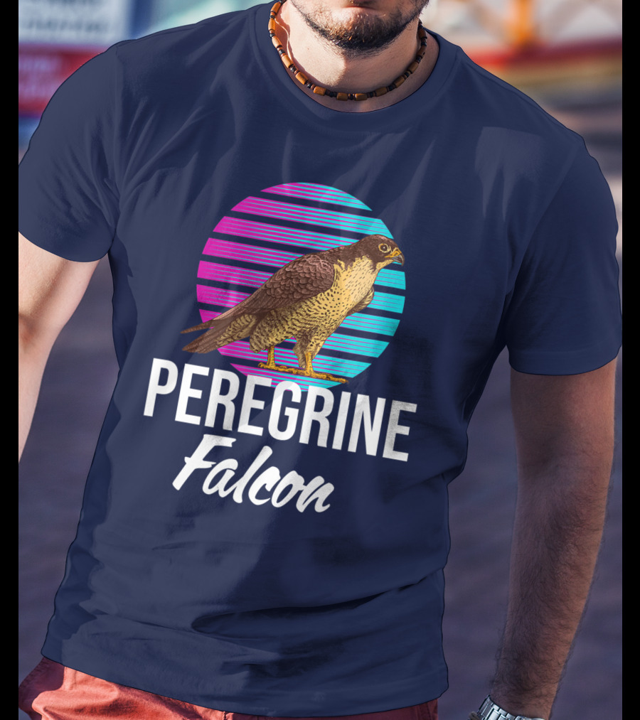 Peregrine Falcon Bird Retro Stripes Falcon Animal T-Shirt