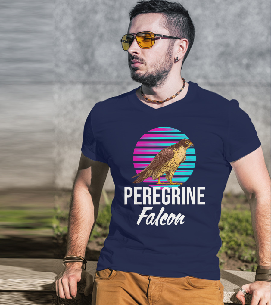 Peregrine Falcon Bird Retro Stripes Falcon Animal T-Shirt