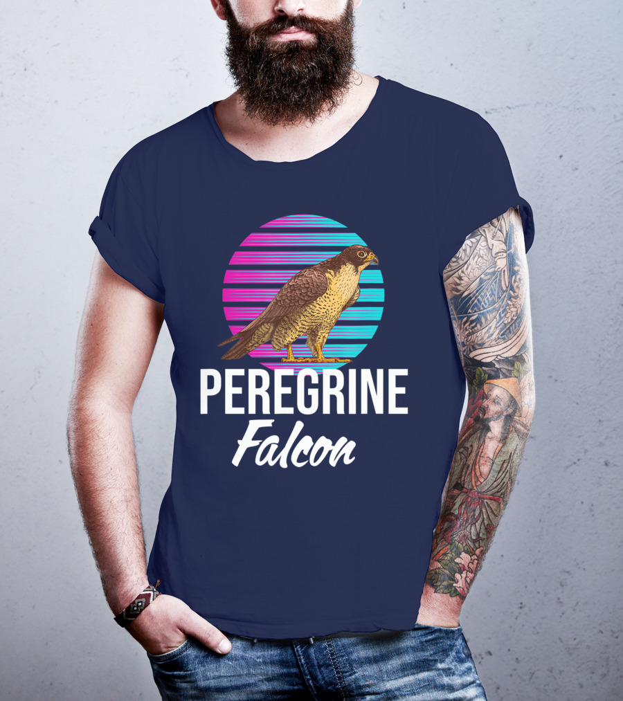 Peregrine Falcon Bird Retro Stripes Falcon Animal T-Shirt