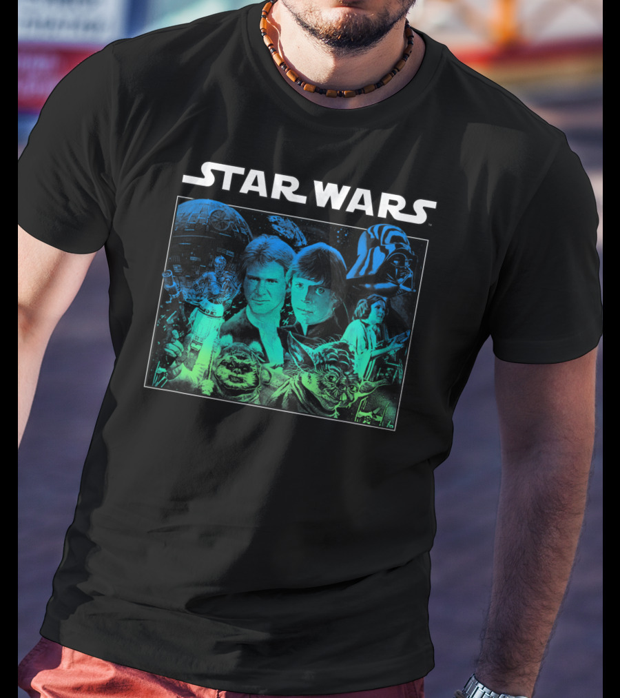 Star Wars Cast Return Of The Jedi Starry Darth Vader Yoda Han Luke Leia T-Shirt