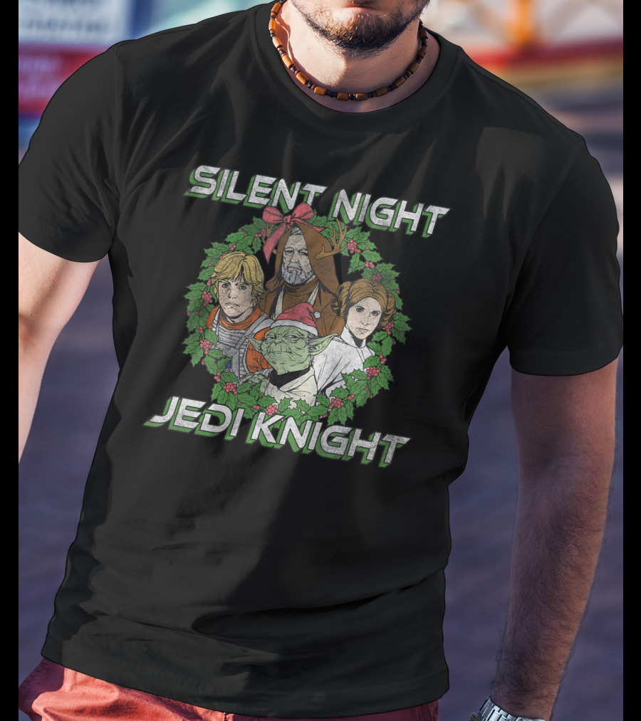 Silent Night Jedi Knight Star Wars Christmas Wreath Group T-Shirt