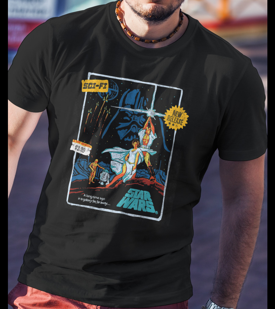 Star Wars Episode Four Luke Skywalker New Release $3.99 Vintage Sci-Fi VHS Cover T-Shirt
