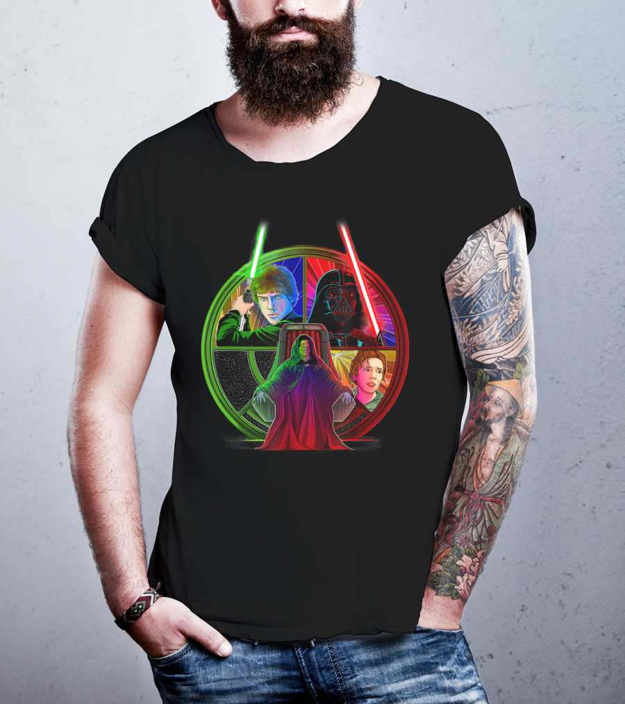 Star Wars Return Of The Jedi Exclusive Throne Room Luke Vader Emperor Leia T-Shirt