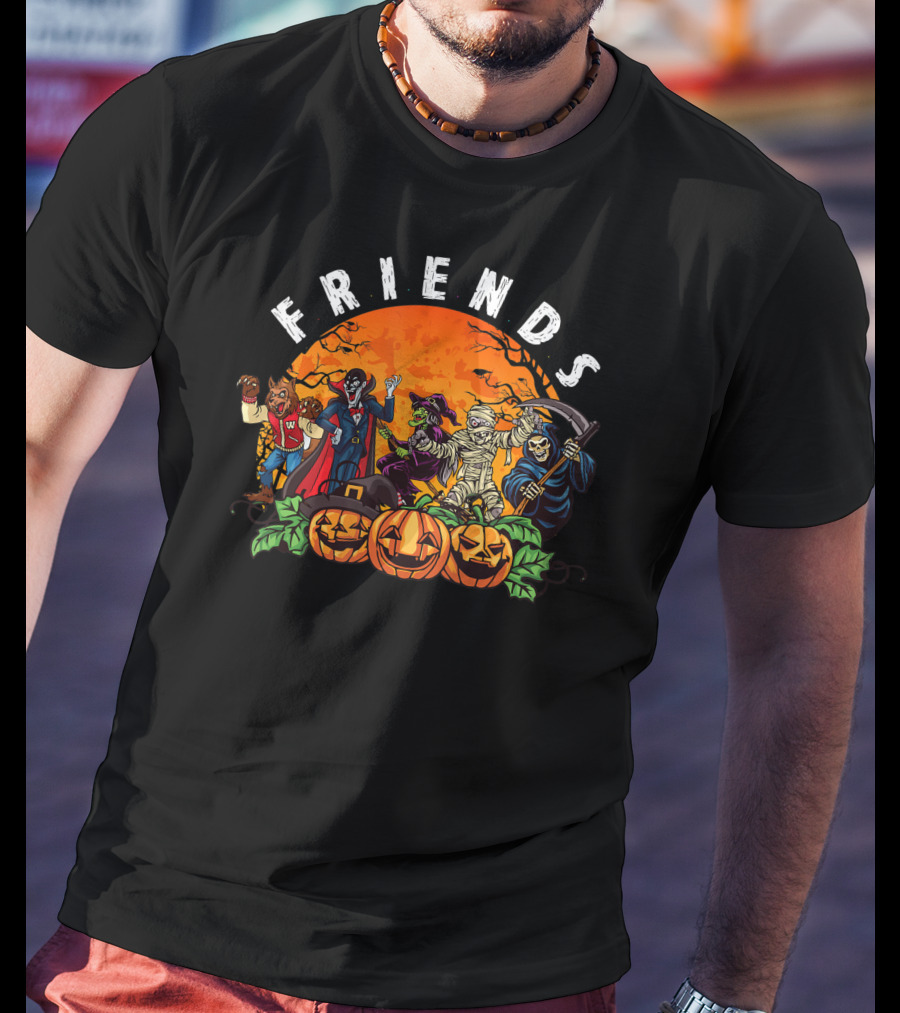 Friends Cartoon Horror Movie Monsters Halloween Icons T-Shirt