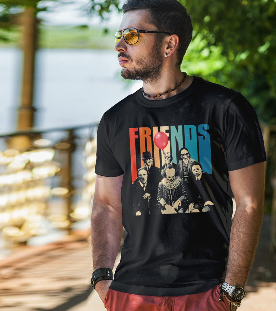 Friends Evil Scary Haunted Halloween Mask Horror Characters Balloon T-Shirt