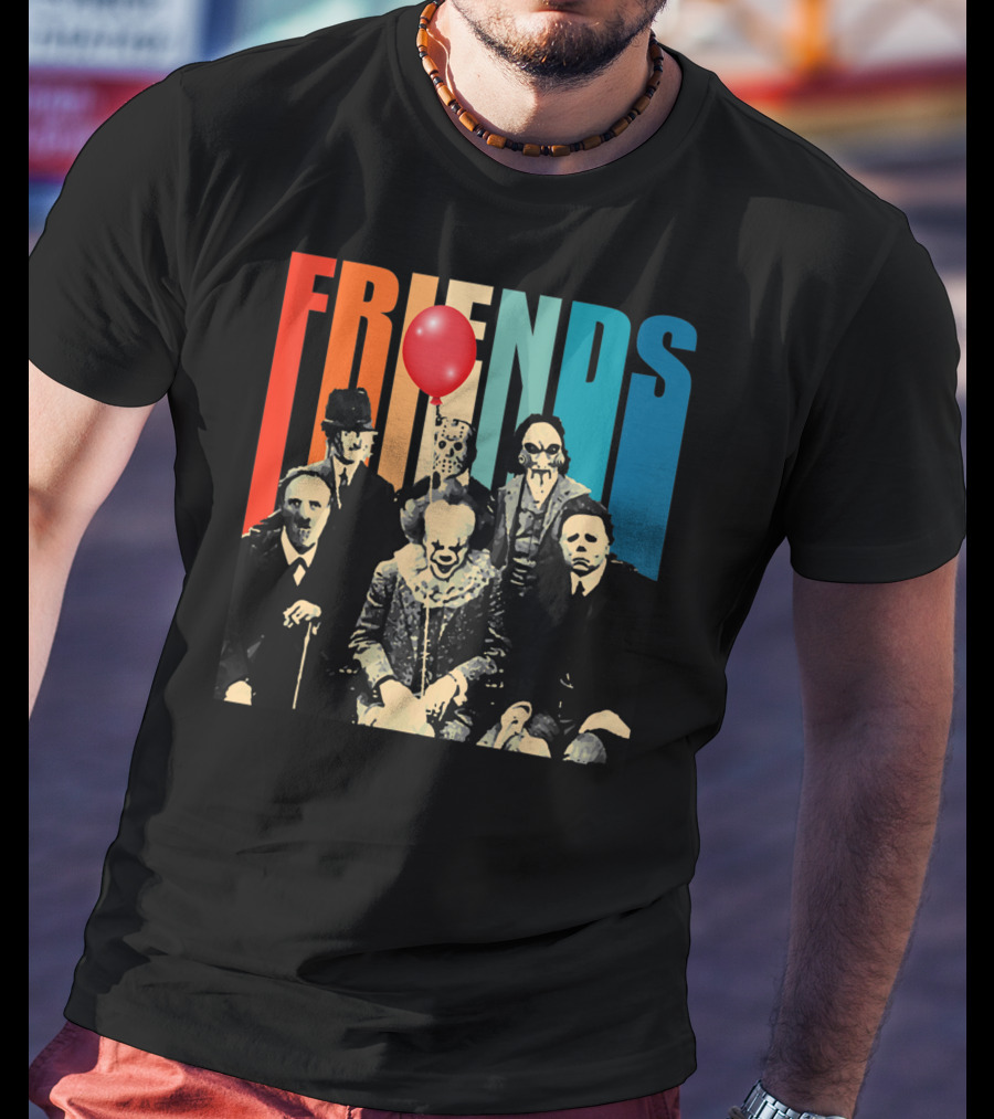 Friends Evil Scary Haunted Halloween Mask Horror Characters Balloon T-Shirt