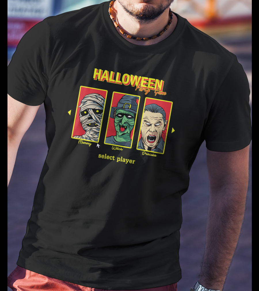 Halloween Party Game Mummy Witch Dracula Select Player T-Shirt
