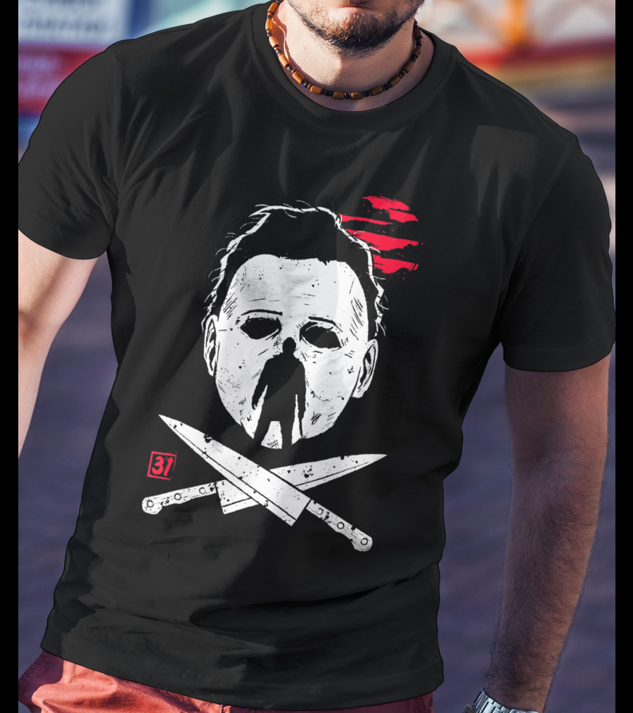 Horror Friday Halloween 37 Michael Myers Mask Knives T-Shirt