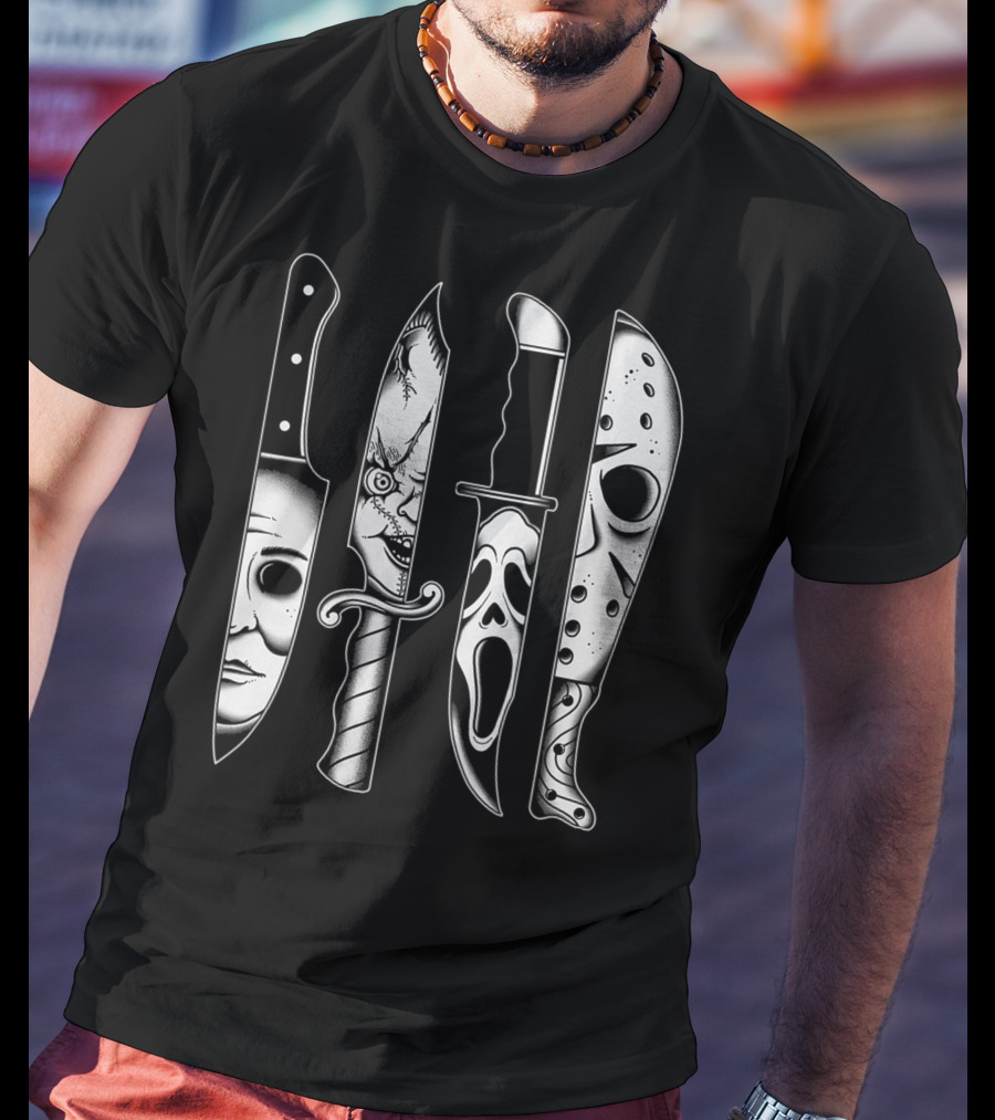 Horror Movie Knives Machete Friday Scary Icons T-Shirt