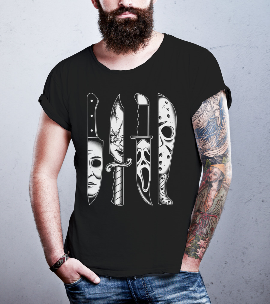 Horror Movie Knives Machete Friday Scary Icons T-Shirt
