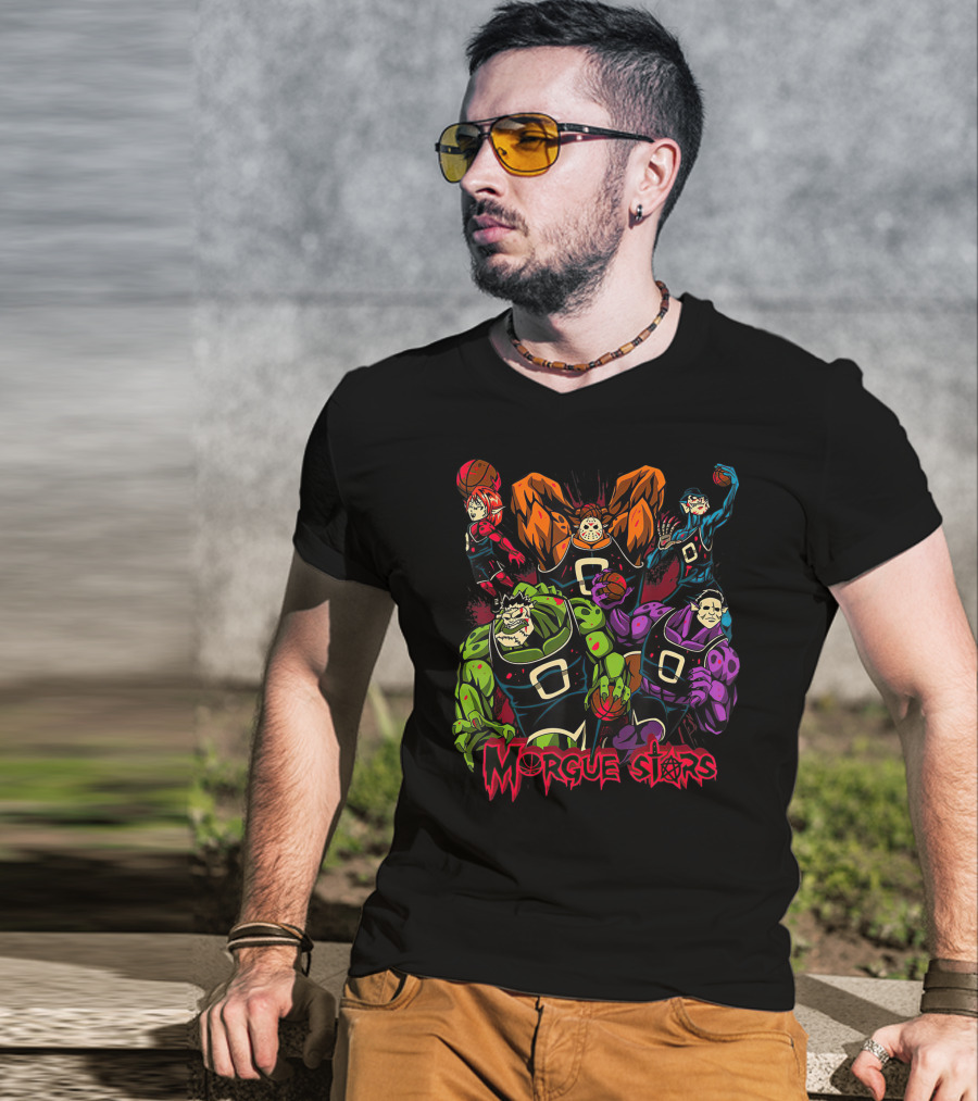 Morgue Stars Horror Characters Basketball Halloween T-Shirt