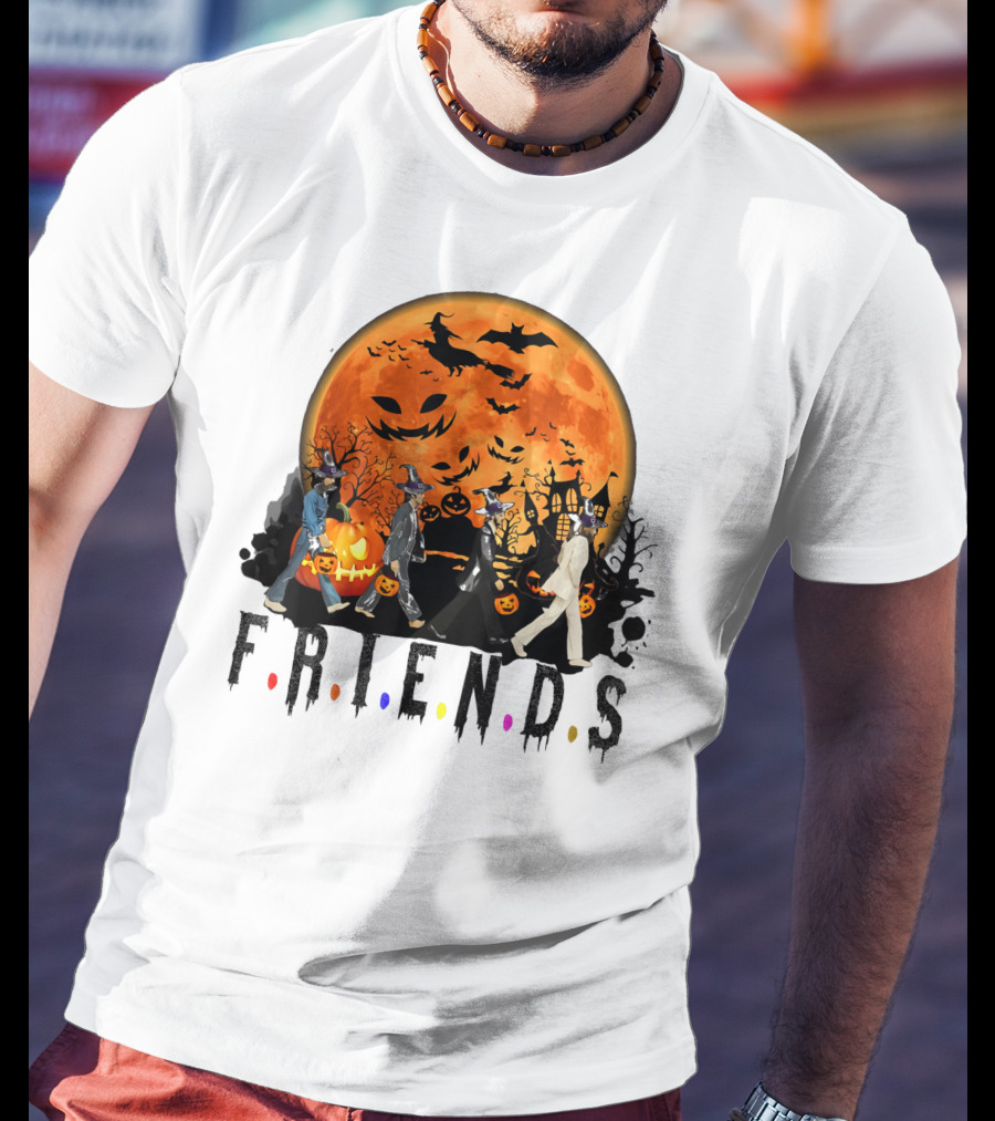 Halloween Friends Full Moon Walk With Characters Trick Or Treat T-Shirt
