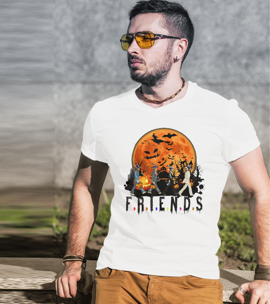 Halloween Friends Full Moon Walk With Characters Trick Or Treat T-Shirt