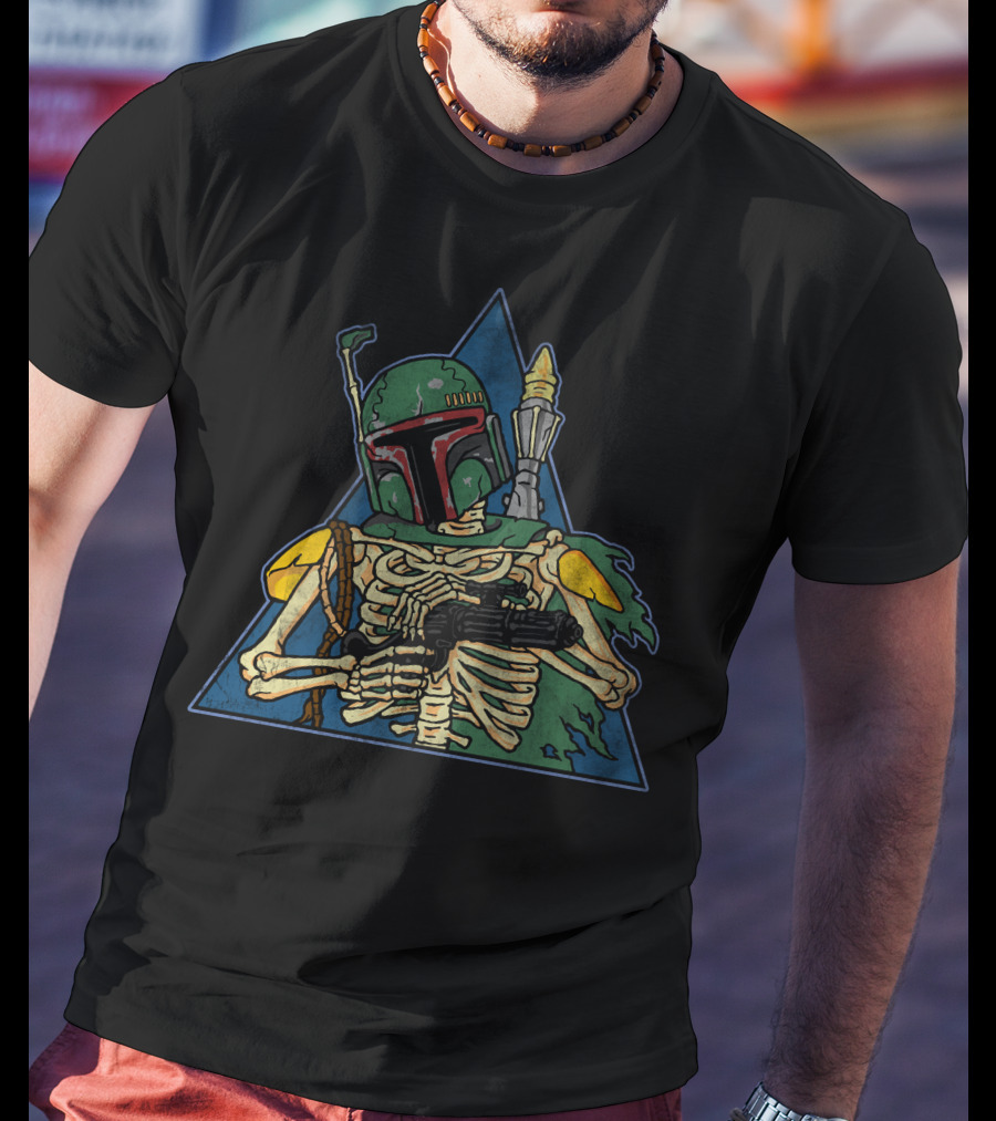 Star Wars Boba Fett Skeleton In Triangle Vesture T-Shirt